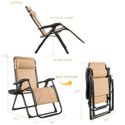 Costway - Oversize Lounge Chair with Cup Holder of Heavy Duty for outdoor-Beige