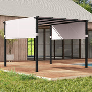 Costway - 10 x 10 ft Flat Top Pergola with Retractable Canopy for Garden Pool Porch and Backyard-Gray