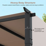 Costway - 10 x 10 ft Flat Top Pergola with Retractable Canopy for Garden Pool Porch and Backyard-Gray