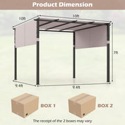 Costway - 10 x 10 ft Flat Top Pergola with Retractable Canopy for Garden Pool Porch and Backyard-Gray