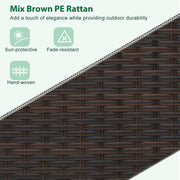 Costway - 3 Pcs Patio Bar Set with Tempered Glass Tabletop-Brown