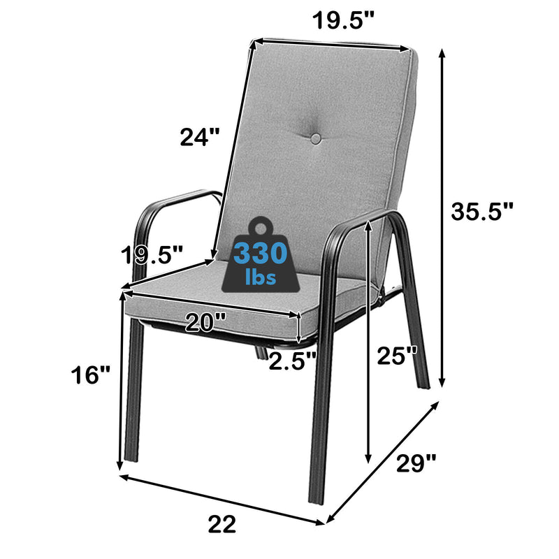 Costway - 4 Patio Dining Stackable Chairs Set with High-Back Cushions