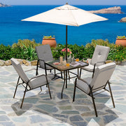 Costway - 4 Patio Dining Stackable Chairs Set with High-Back Cushions