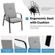 Costway - 4 Patio Dining Stackable Chairs Set with High-Back Cushions