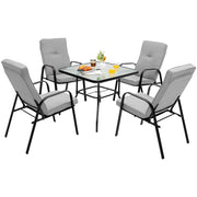 Costway - 4 Patio Dining Stackable Chairs Set with High-Back Cushions