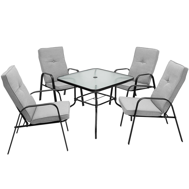Costway - 4 Patio Dining Stackable Chairs Set with High-Back Cushions
