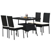 Costway - 5 Pieces Outdaoor Patio Rattan Dining Set with Glass Top with Cushions