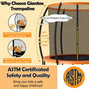 Costway - 8 Feet ASTM Approved Recreational Trampoline with Ladder-Orange