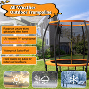 Costway - 8 Feet ASTM Approved Recreational Trampoline with Ladder-Orange