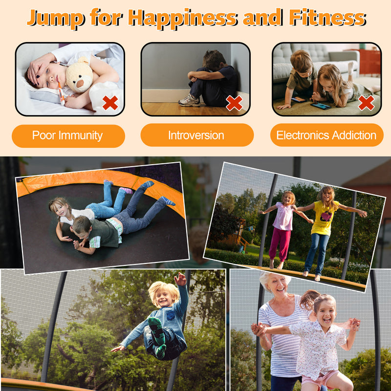 Costway - 8 Feet ASTM Approved Recreational Trampoline with Ladder-Orange