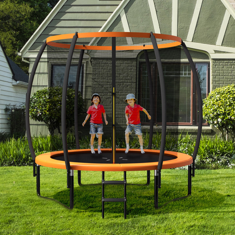 Costway - 8 Feet ASTM Approved Recreational Trampoline with Ladder-Orange