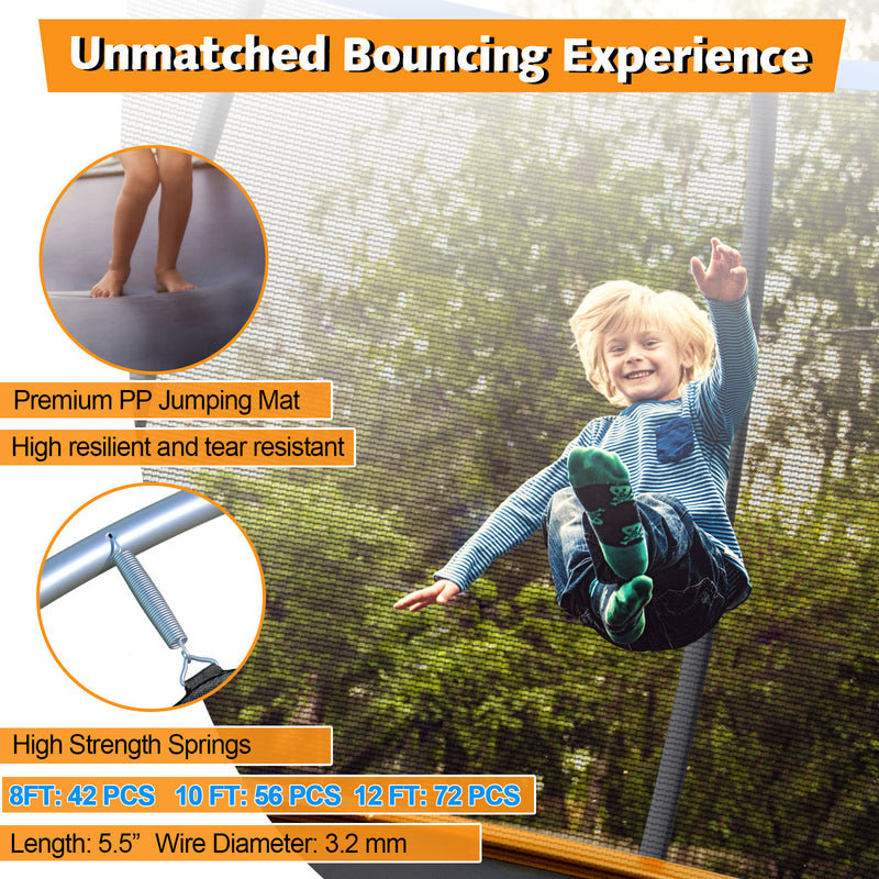 Costway - 8 Feet ASTM Approved Recreational Trampoline with Ladder-Orange