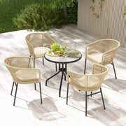 Costway - Patio Chairs Set of 4 with Curved Backrest and Seat Cushion for Patio-Yellow