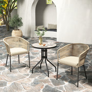 Costway - Patio Chairs Set of 4 with Curved Backrest and Seat Cushion for Patio-Yellow