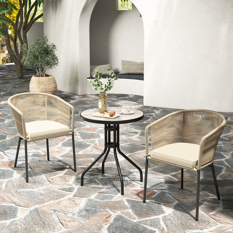 Costway - Patio Chairs Set of 4 with Curved Backrest and Seat Cushion for Patio-Yellow