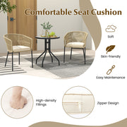 Costway - Patio Chairs Set of 4 with Curved Backrest and Seat Cushion for Patio-Yellow