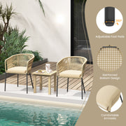 Costway - Patio Chairs Set of 4 with Curved Backrest and Seat Cushion for Patio-Yellow
