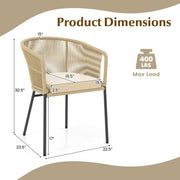 Costway - Patio Chairs Set of 4 with Curved Backrest and Seat Cushion for Patio-Yellow