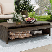 Costway - Patio Adjustable Wicker Daybed with 4-Level Backrest and Soft Cushions-Beige