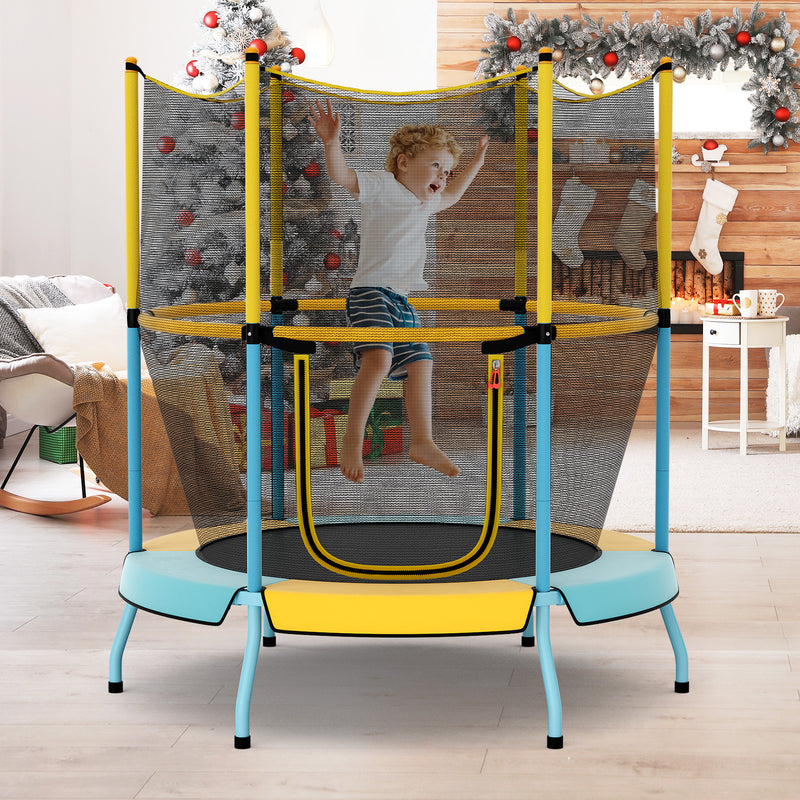 Costway - 48 Inch Toddler Trampoline with Safety Enclosure Net-Yellow