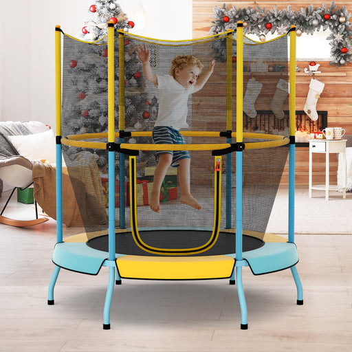 Costway - 48 Inch Toddler Trampoline with Safety Enclosure Net-Yellow