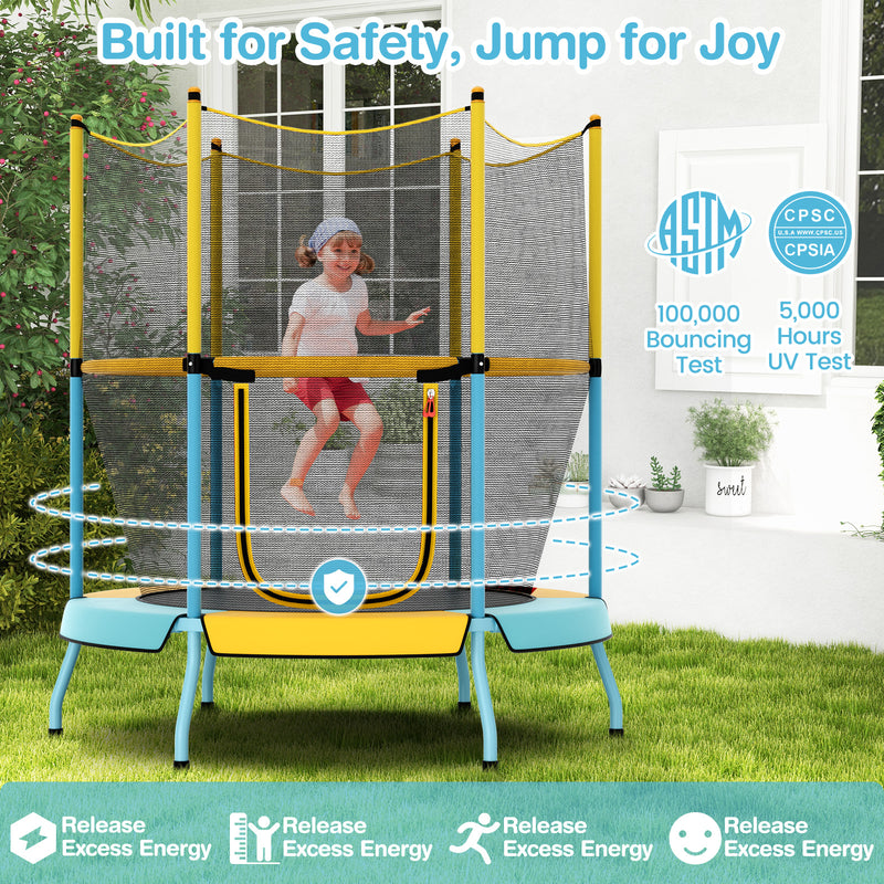 Costway - 48 Inch Toddler Trampoline with Safety Enclosure Net-Yellow