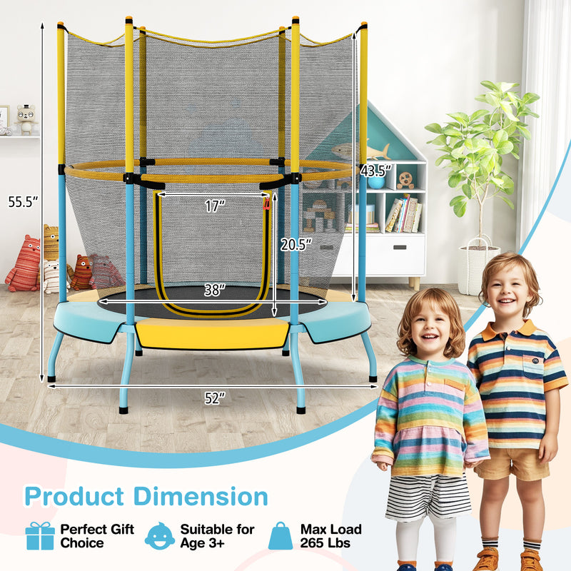 Costway - 48 Inch Toddler Trampoline with Safety Enclosure Net-Yellow