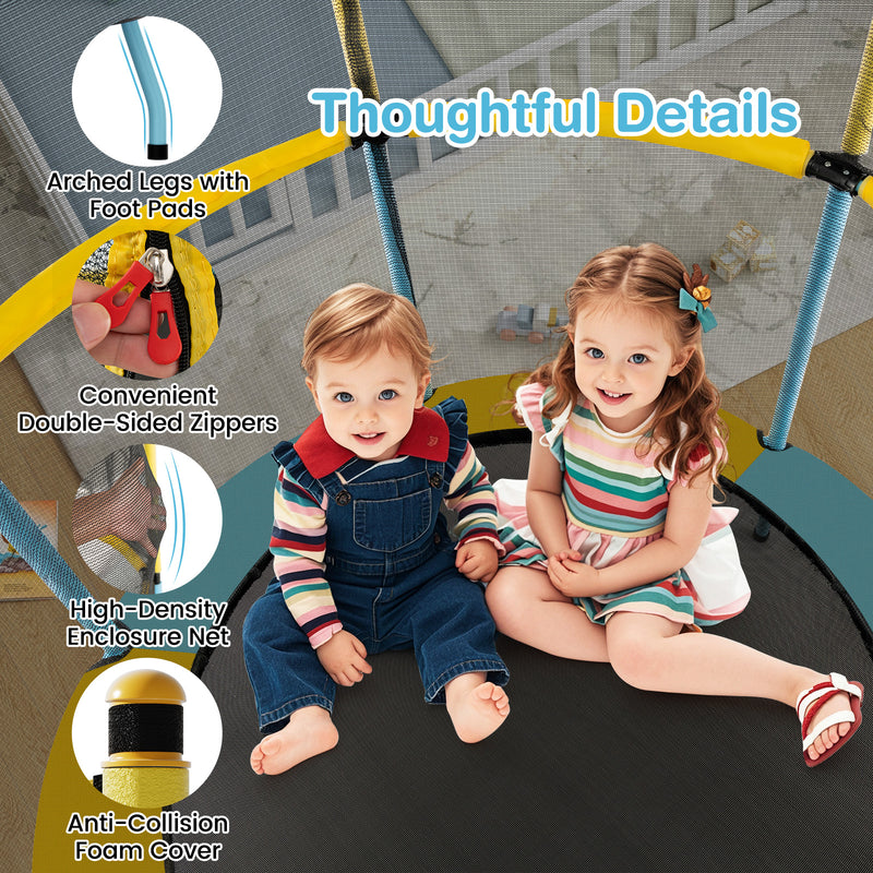Costway - 48 Inch Toddler Trampoline with Safety Enclosure Net-Yellow