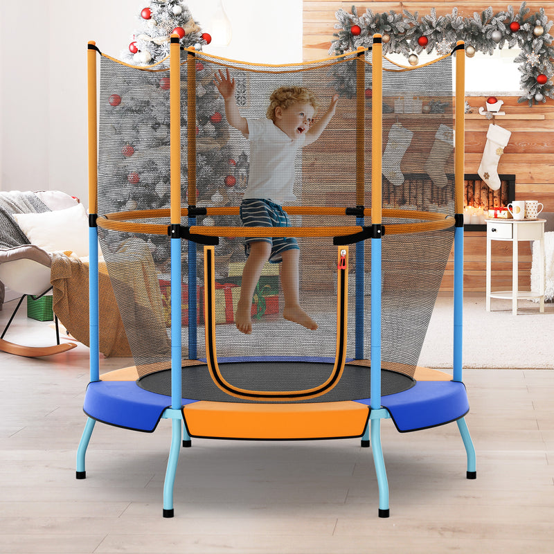 Costway - 48 Inch Toddler Trampoline with Safety Enclosure Net-Orange