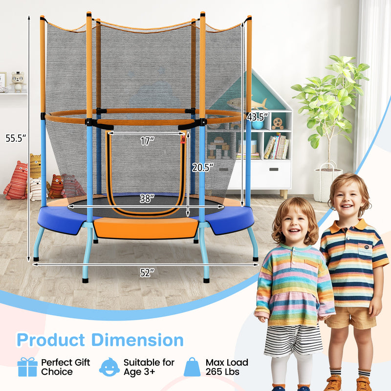 Costway - 48 Inch Toddler Trampoline with Safety Enclosure Net-Orange
