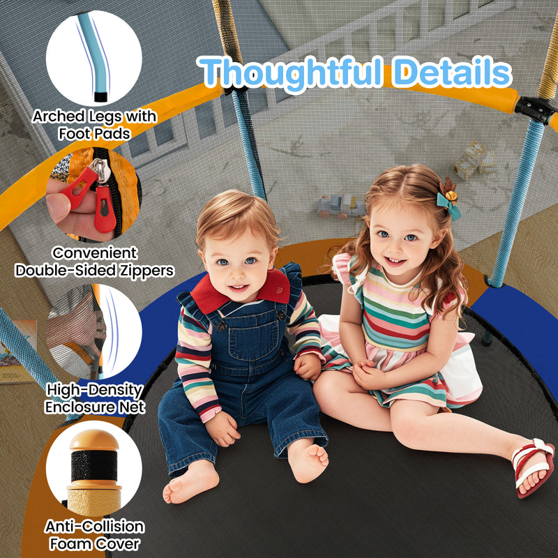 Costway - 48 Inch Toddler Trampoline with Safety Enclosure Net-Orange