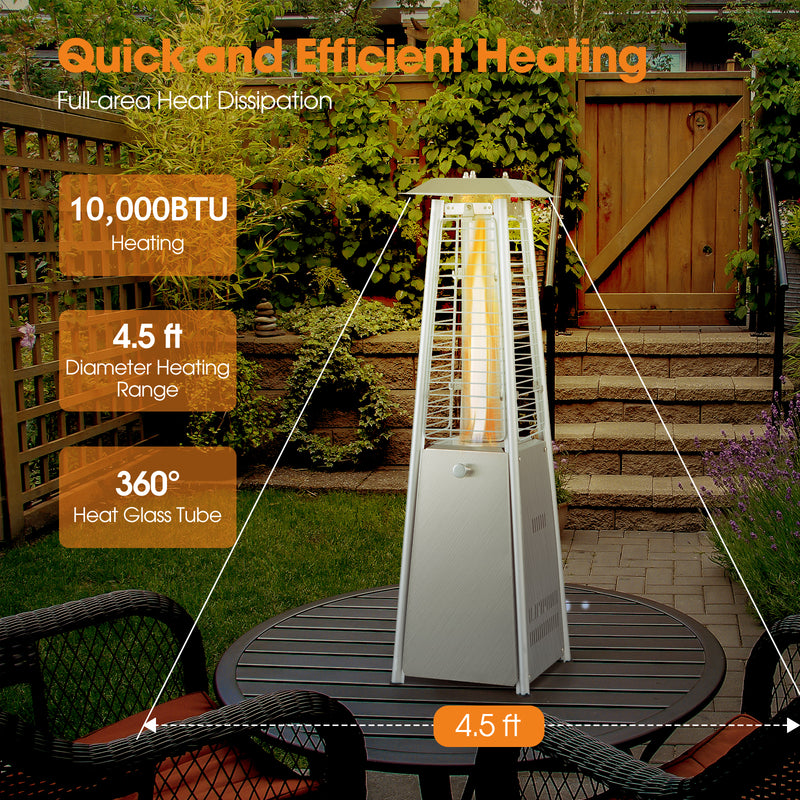 Costway - 10000 BTU Portable Stainless Steel Tabletop Patio Heater with Glass Tube