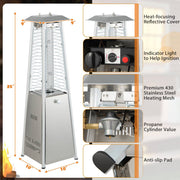 Costway - 10000 BTU Portable Stainless Steel Tabletop Patio Heater with Glass Tube