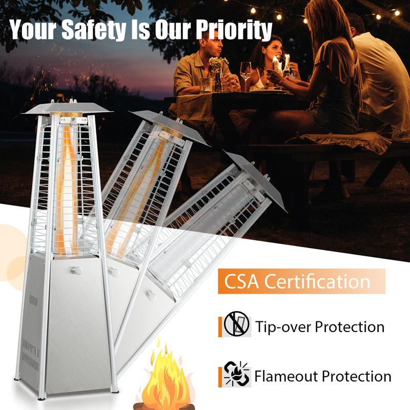 Costway - 10000 BTU Portable Stainless Steel Tabletop Patio Heater with Glass Tube