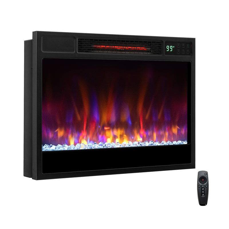 Costway - 23 Inch 1500W Recessed Electric Fireplace Insert with Remote Control-Black