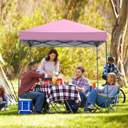 Costway - 6.6 x 6.6 Feet Outdoor Pop-up Canopy Tent with UPF 50+ Sun Protection-Pink