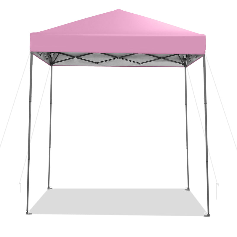 Costway - 6.6 x 6.6 Feet Outdoor Pop-up Canopy Tent with UPF 50+ Sun Protection-Pink