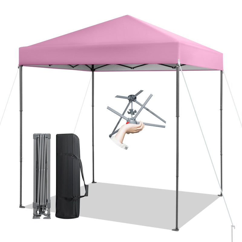 Costway - 6.6 x 6.6 Feet Outdoor Pop-up Canopy Tent with UPF 50+ Sun Protection-Pink
