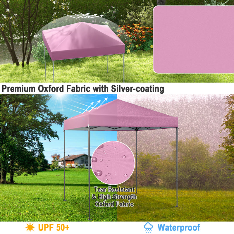 Costway - 6.6 x 6.6 Feet Outdoor Pop-up Canopy Tent with UPF 50+ Sun Protection-Pink