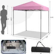 Costway - 6.6 x 6.6 Feet Outdoor Pop-up Canopy Tent with UPF 50+ Sun Protection-Pink
