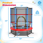 Costway - 55 Inch Kids Recreational Trampoline Bouncing Jumping Mat with Enclosure Net-Navy