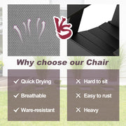 Costway - Outdoor Folding Sling Chairs Set of 4 with Armrest and Backrest-Gray
