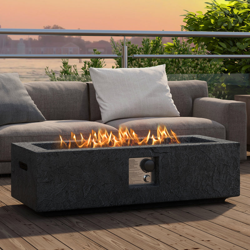 Costway - 42.5 Inch 50000 BTU Fire Pit Table Set with Stainless Steel Burner