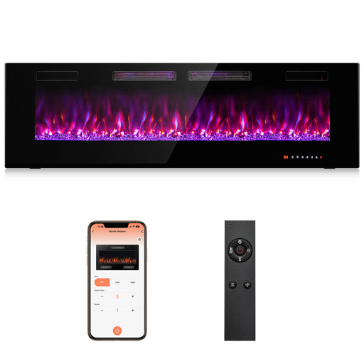 Costway - 42/50/60/72 Inch Ultra-Thin Electric Fireplace with Decorative Crystals-60 inches