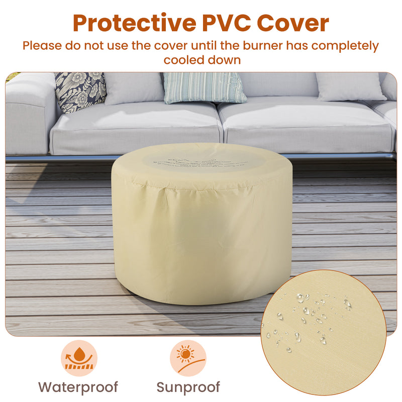 Costway - Round Terrazzo Propane Gas Fire Pit Protective PVC Cover  Lava Rocks Included