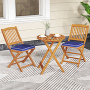Costway - Outdoor Folding Chairs with Seat Cushions Set of 2-Navy