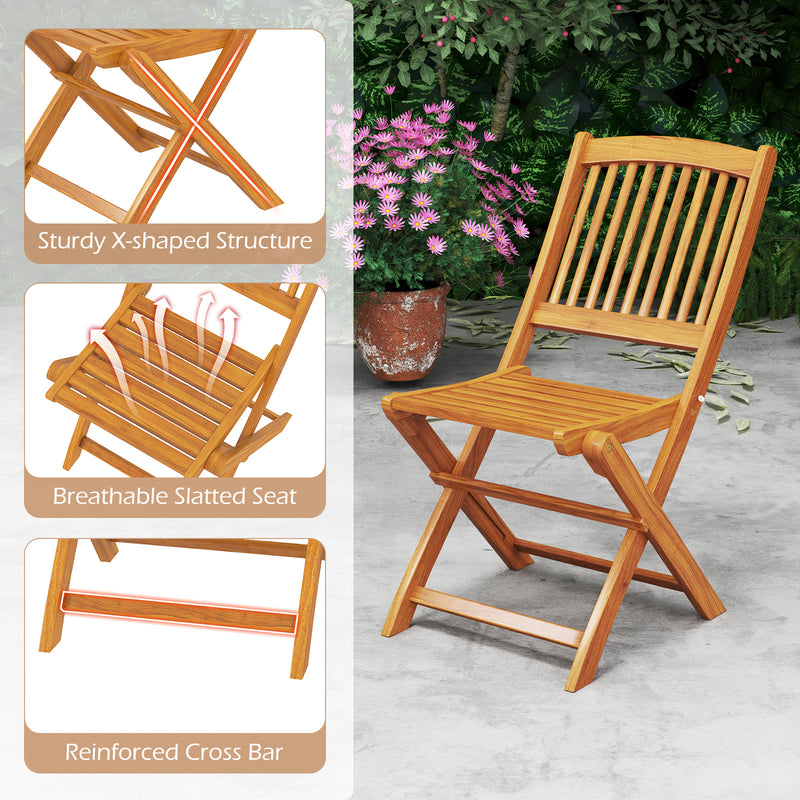 Costway - Outdoor Folding Chairs with Seat Cushions Set of 2-Navy