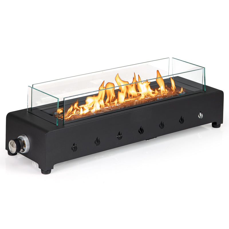 Costway - Portable Mini Fireplace with Wind Guard and Stainless Steel Burner