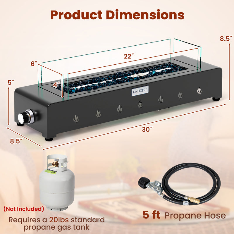 Costway - Portable Mini Fireplace with Wind Guard and Stainless Steel Burner