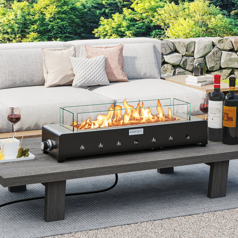Costway - Portable Mini Fireplace with Wind Guard and Stainless Steel Burner